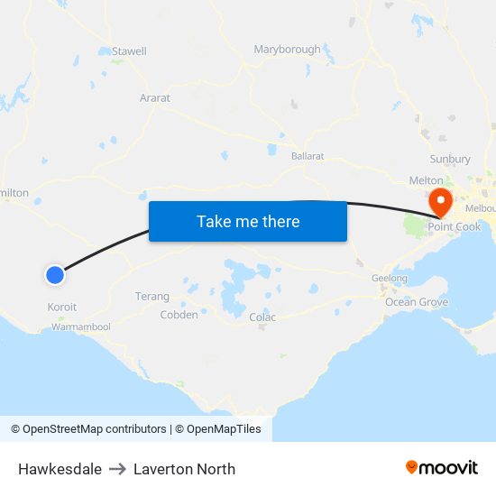 Hawkesdale to Laverton North map