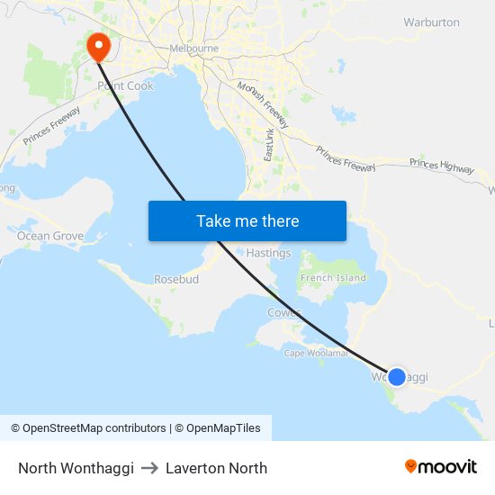 North Wonthaggi to Laverton North map