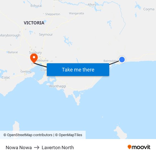 Nowa Nowa to Laverton North map