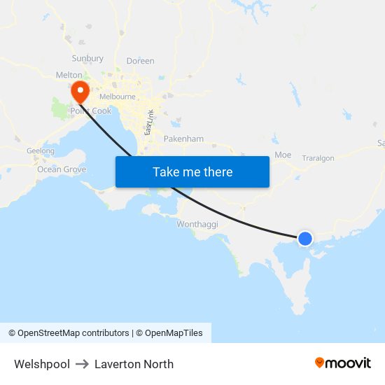 Welshpool to Laverton North map