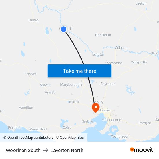 Woorinen South to Laverton North map