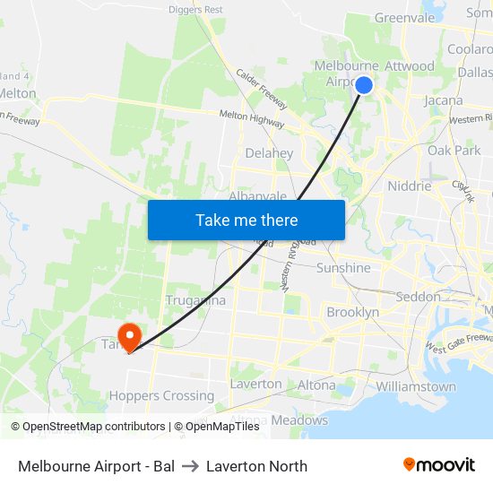 Melbourne Airport - Bal to Laverton North map