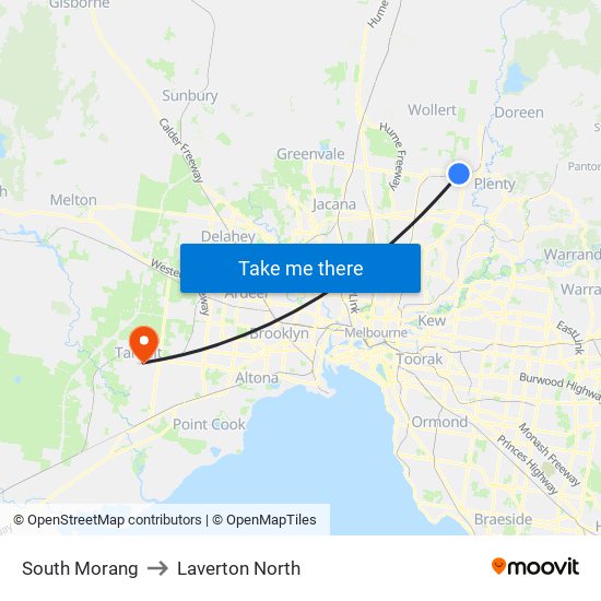 South Morang to Laverton North map