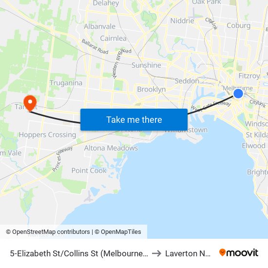 5-Elizabeth St/Collins St (Melbourne City) to Laverton North map