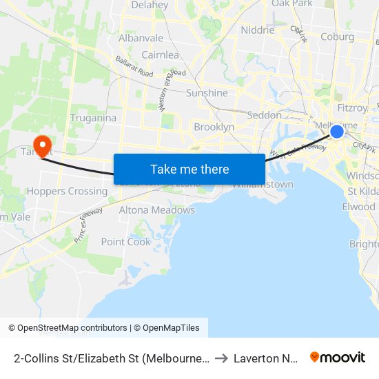 2-Collins St/Elizabeth St (Melbourne City) to Laverton North map