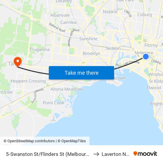 5-Swanston St/Flinders St (Melbourne City) to Laverton North map
