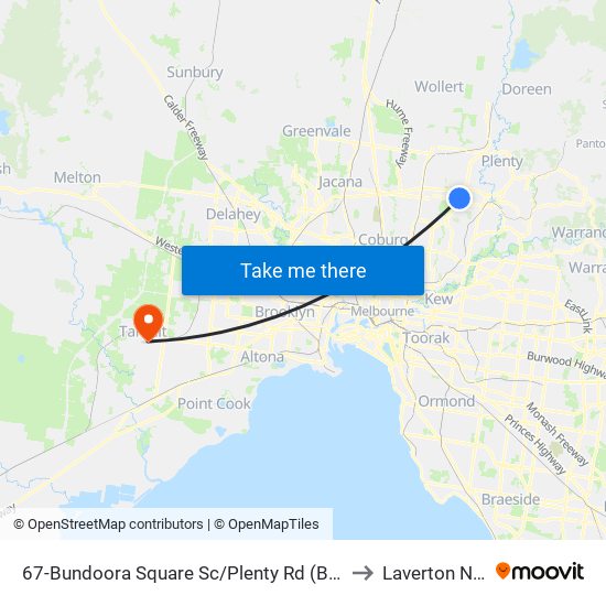 67-Bundoora Square Sc/Plenty Rd (Bundoora) to Laverton North map