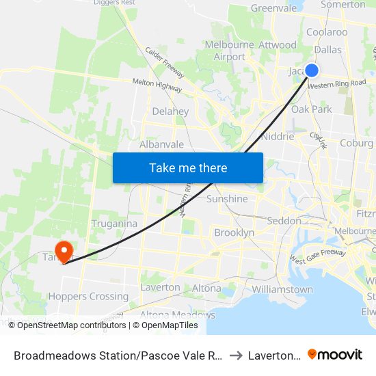 Broadmeadows Station/Pascoe Vale Rd (Broadmeadows) to Laverton North map