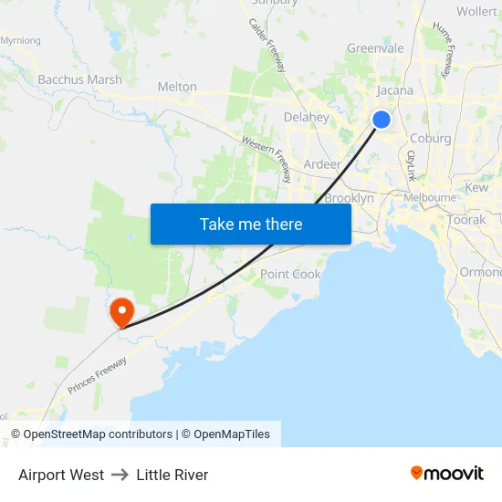 Airport West to Little River map