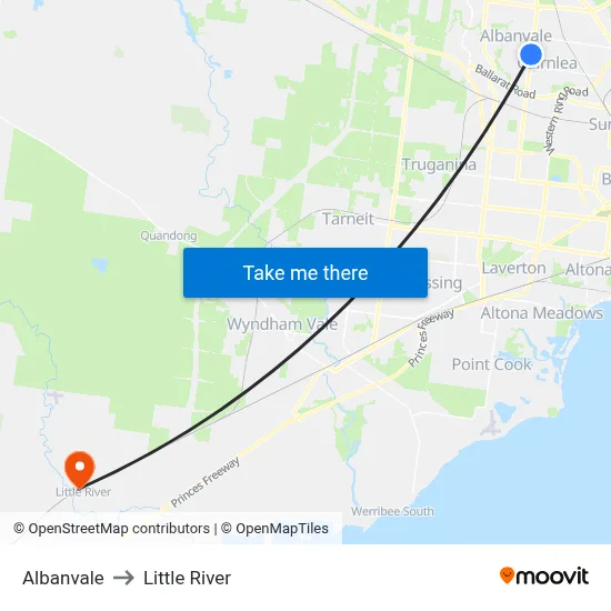 Albanvale to Little River map