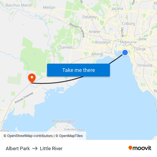 Albert Park to Little River map