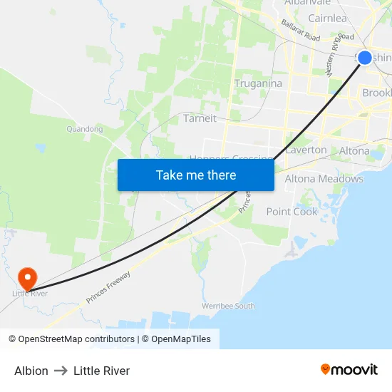 Albion to Little River map
