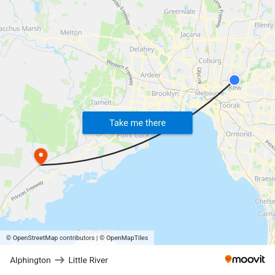 Alphington to Little River map