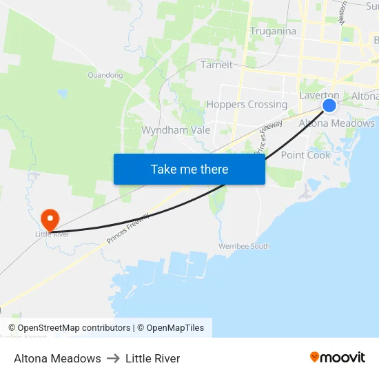 Altona Meadows to Little River map