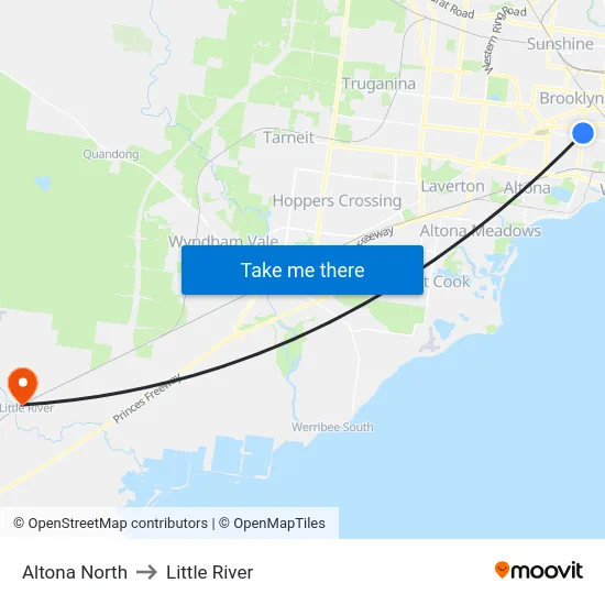Altona North to Little River map