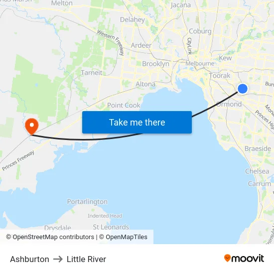 Ashburton to Little River map