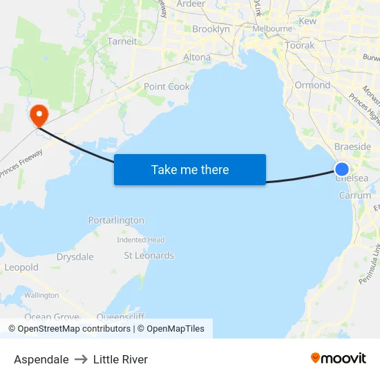 Aspendale to Little River map