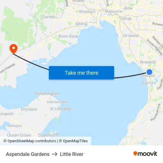 Aspendale Gardens to Little River map