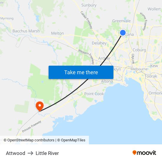 Attwood to Little River map