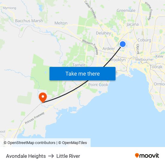 Avondale Heights to Little River map