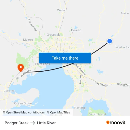 Badger Creek to Little River map