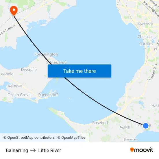 Balnarring to Little River map