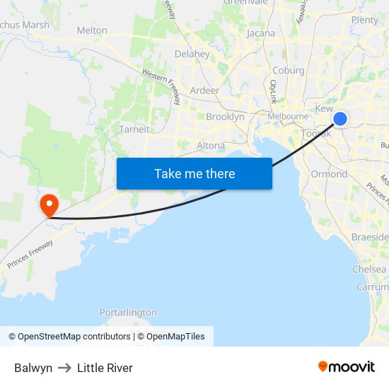 Balwyn to Little River map