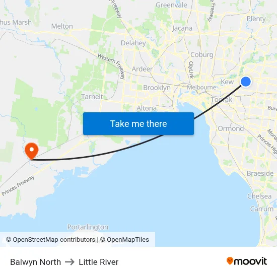 Balwyn North to Little River map