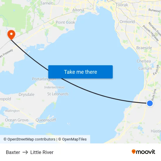 Baxter to Little River map