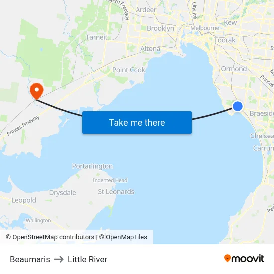 Beaumaris to Little River map
