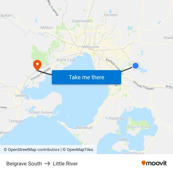 Belgrave South to Little River map