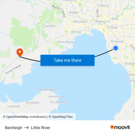 Bentleigh to Little River map