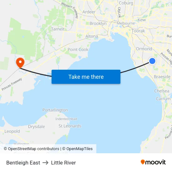 Bentleigh East to Little River map