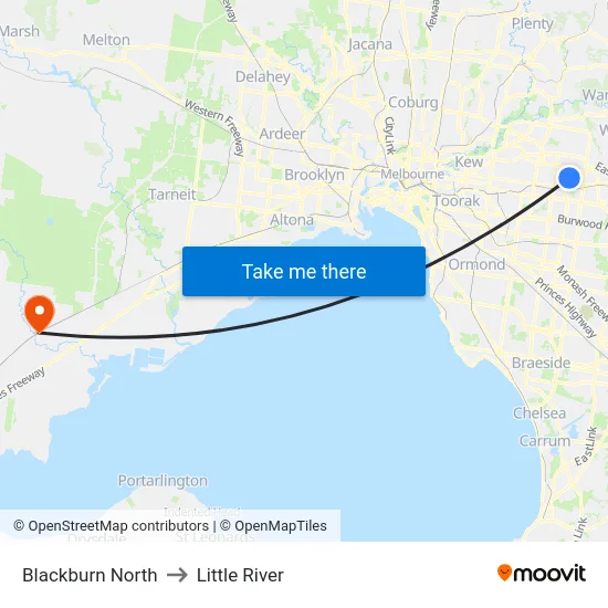 Blackburn North to Little River map