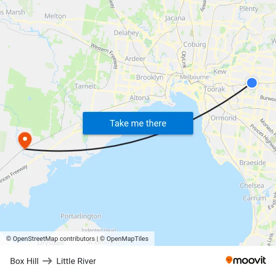 Box Hill to Little River map