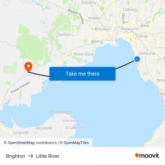 Brighton to Little River map