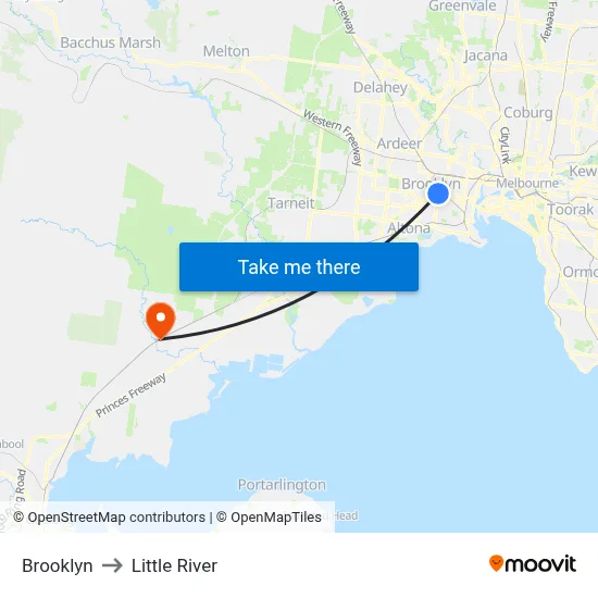 Brooklyn to Little River map