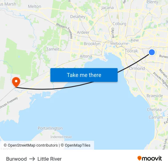 Burwood to Little River map