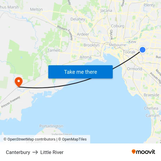 Canterbury to Little River map