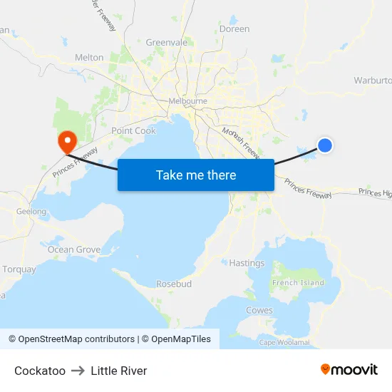 Cockatoo to Little River map