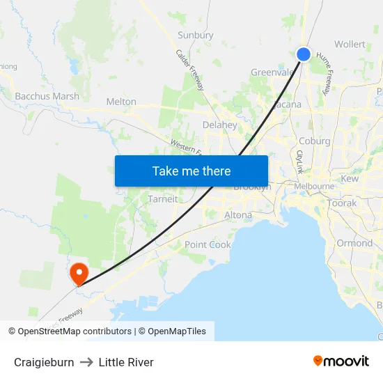 Craigieburn to Little River map