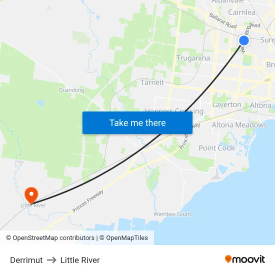 Derrimut to Little River map