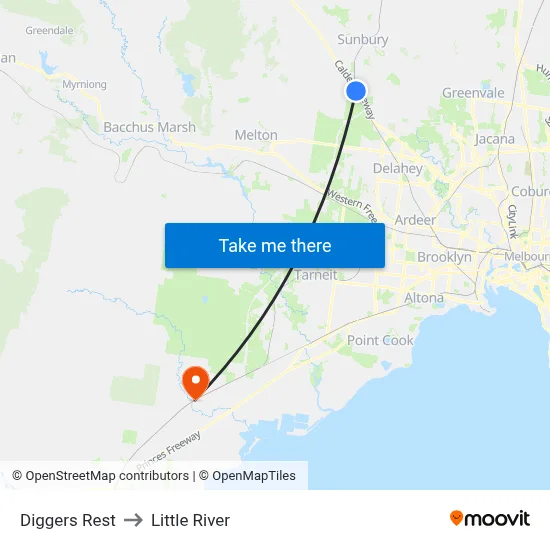 Diggers Rest to Little River map