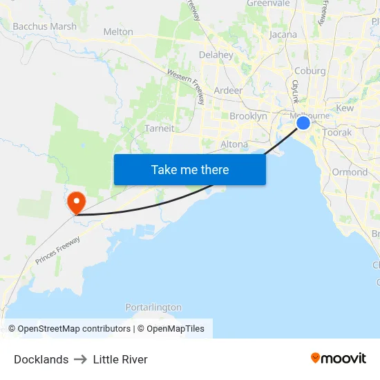 Docklands to Little River map