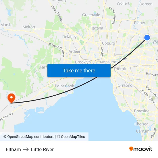 Eltham to Little River map