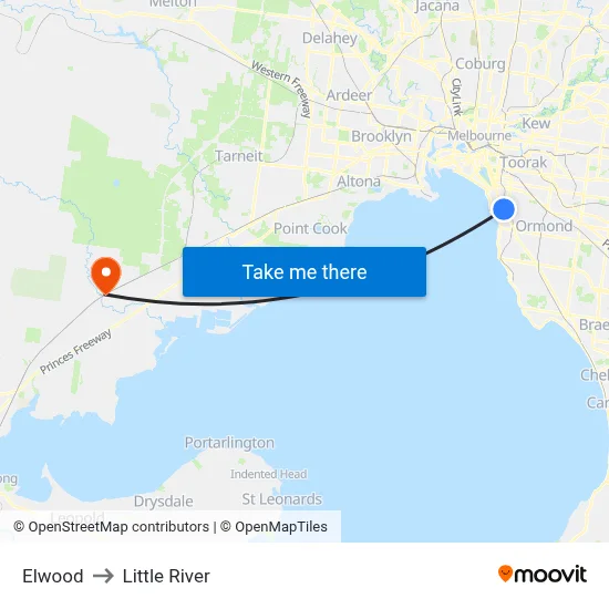 Elwood to Little River map