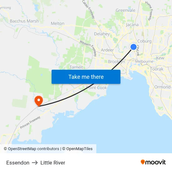 Essendon to Little River map