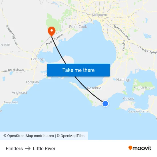 Flinders to Little River map