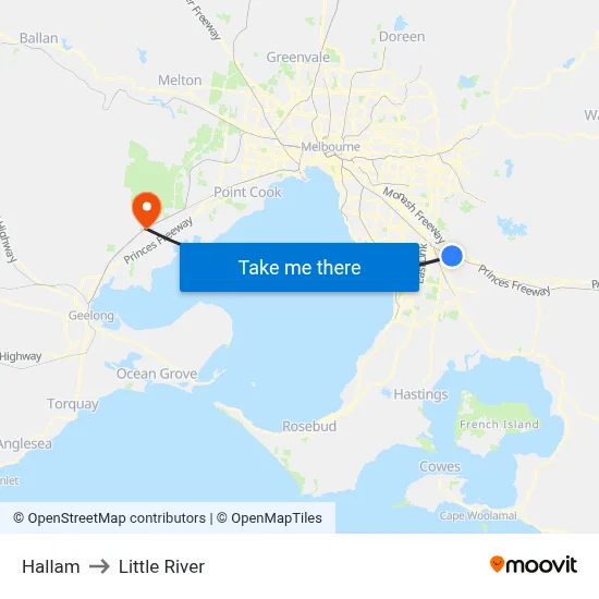 Hallam to Little River map