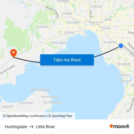 Huntingdale to Little River map